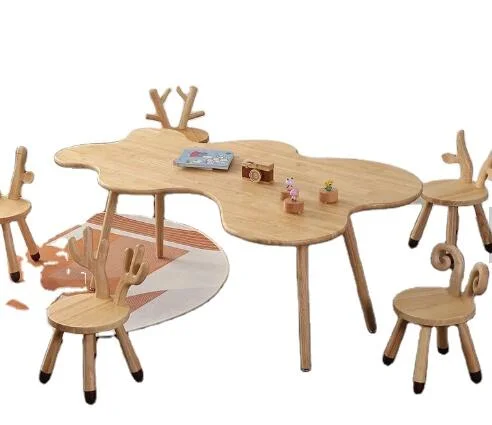 Cute Animal de madera maciza muebles mesa y silla para niños