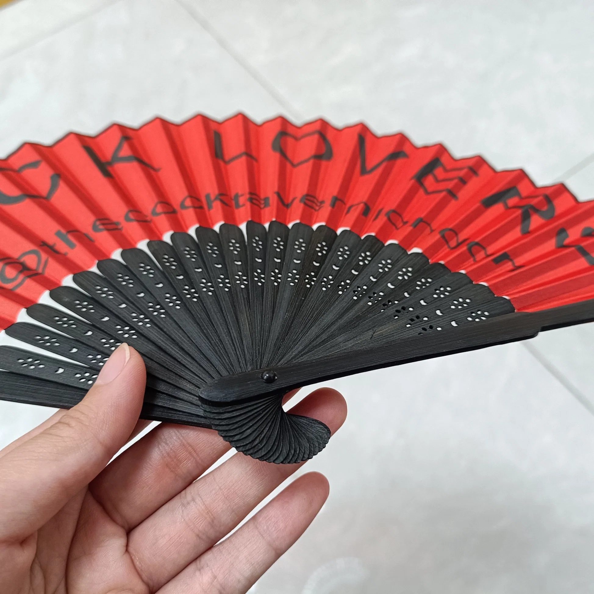 Custom Printing Fabric Foldable Hand Held Fan Bamboo and Wooden Fan