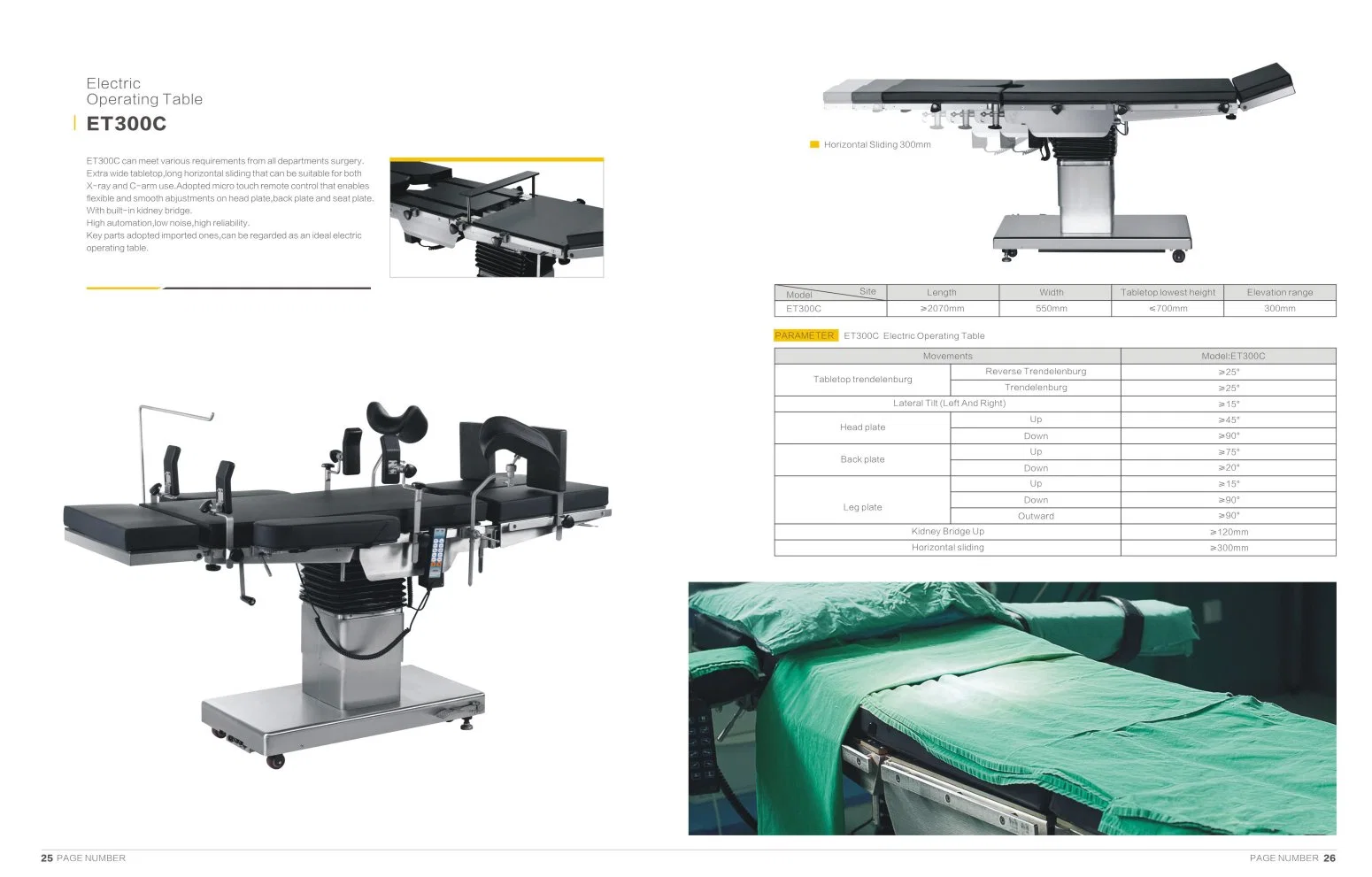 Operationssaal Edelstahl Hinten Schiebe-Modulares Traktionssystem Carbon Elektro-Hydraulik Operationstisch für Wirbelsäulenchirurgie