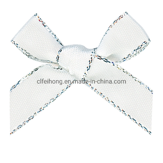 OEM Factory Wholesale/Supplier Hand Tied/ Shaped Hand Ribbon Bow of Satin/ Grosgrain/Metallic Gold/ Silver Edge with Satin Ribbon for Wrapping/Decoration/Xmas/Bow/Gifts