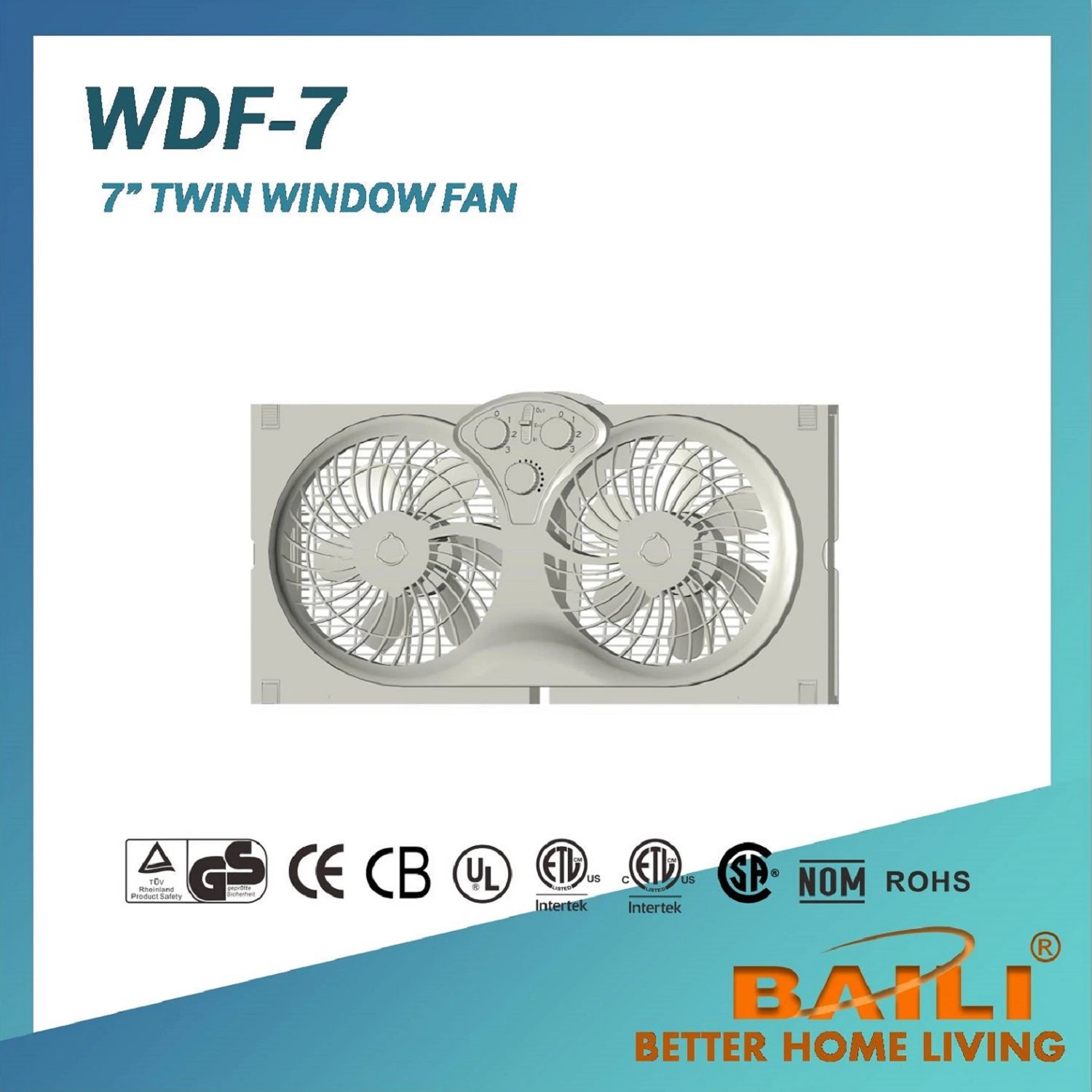 Baili 7" Reversible Twin Window Fan, Portable Fan