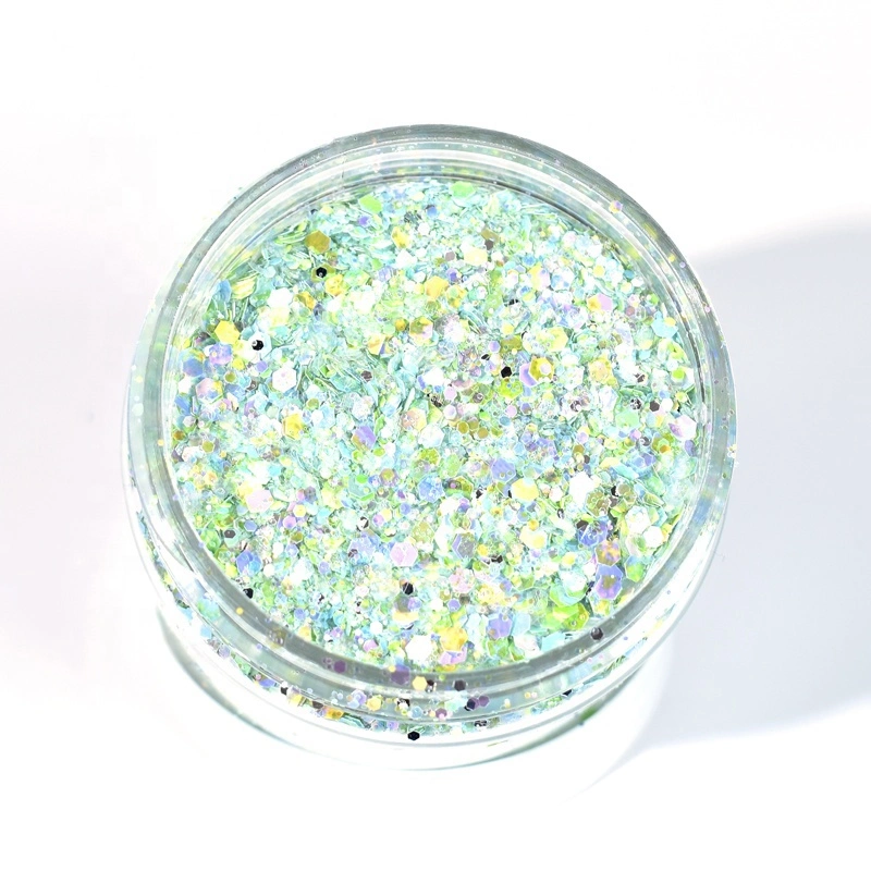 G9705dd Factory Supply Clear Polyester Glitter New Neon Color Mixed Hexagonal Glitter Nail Polish DIY Decoration Glitter Powder Hot Sale