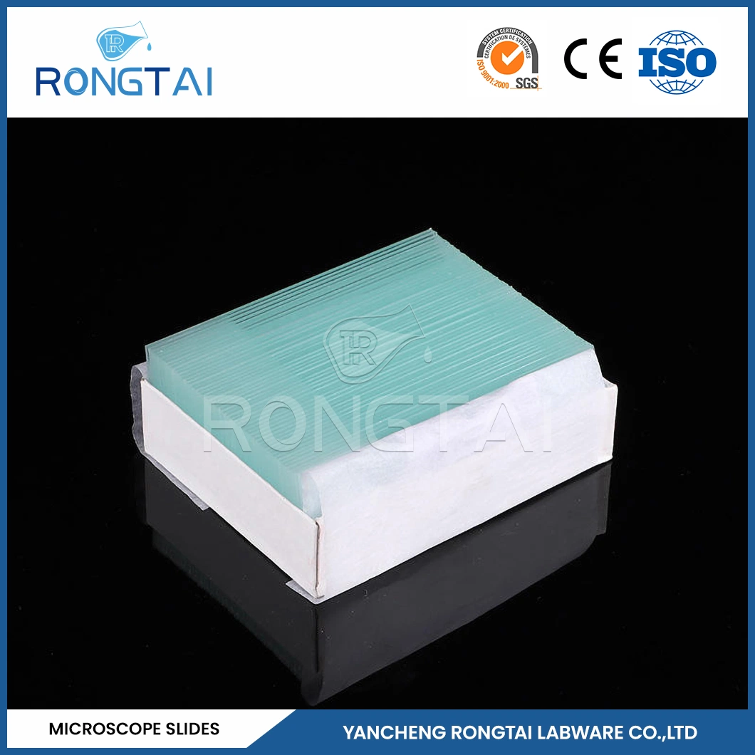 Los fabricantes de consumibles desechables Rongtai Meiosis Portaobjetos China 7101 7102 7105 7109 7.107 16 Oz portaobjetos de vidrio recto