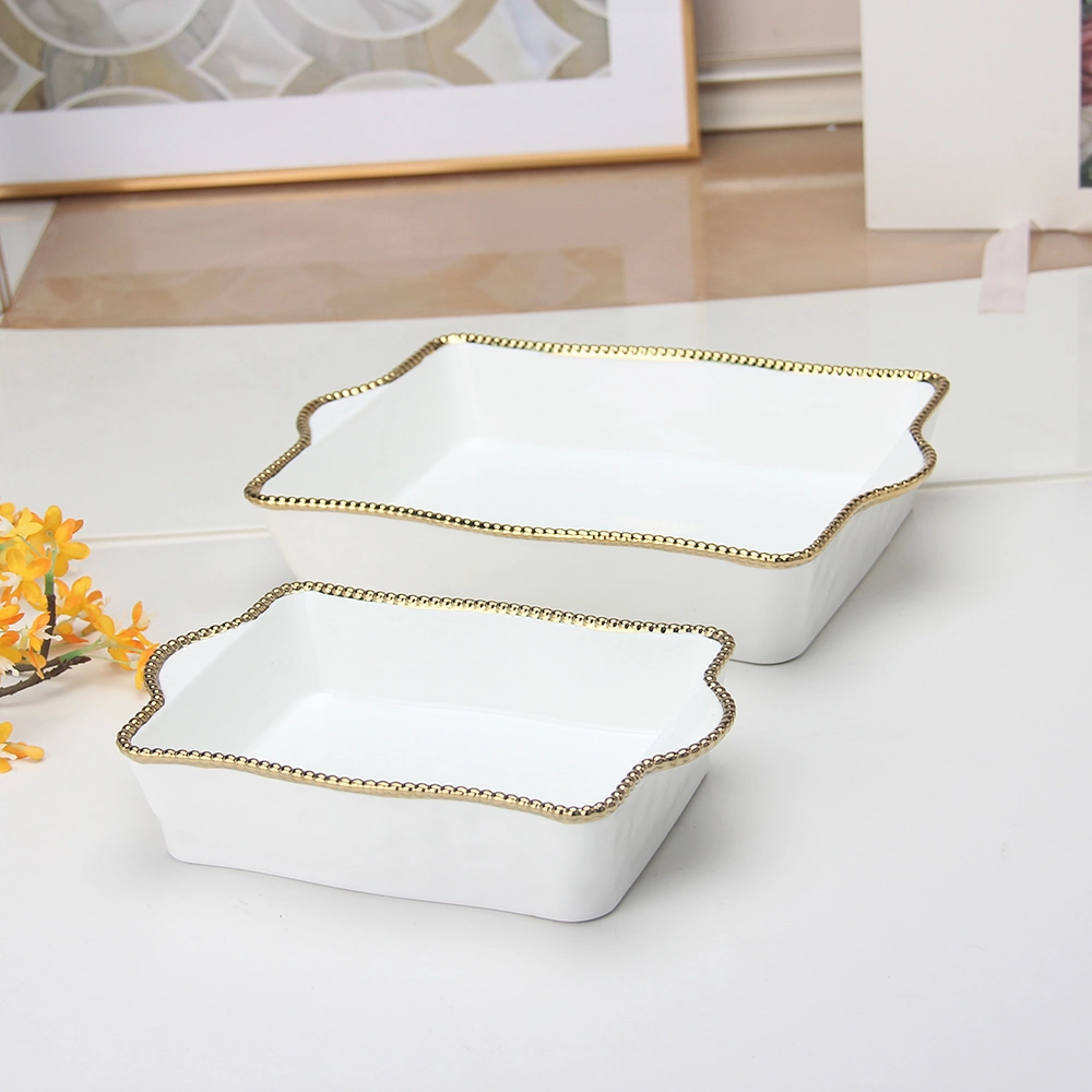 RP013 Wholesale/Supplier Ceramic White Fruit Plate Dinnerware Sets Luxury Kitchen BBQ Griddle Plate