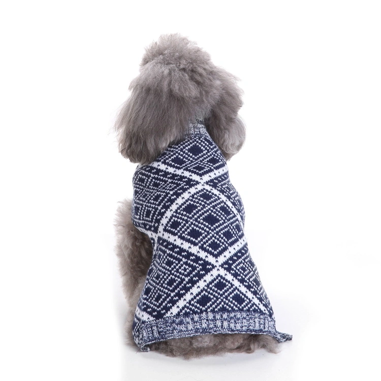 Dog Sweater Dog Clothes Pullover Knitted Pet Apparel Grid Pattern