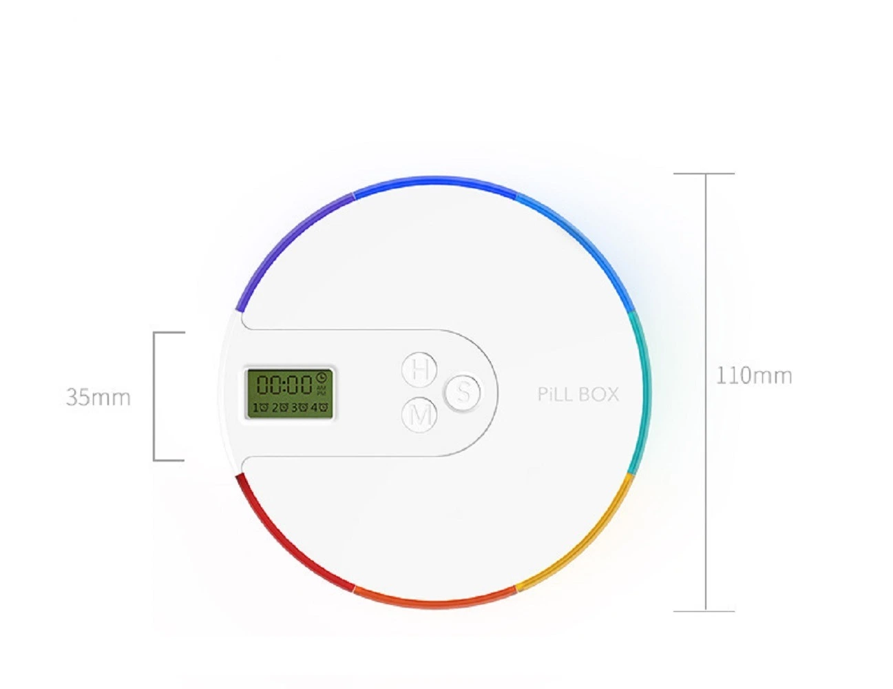 Box with Alarm Reminder Smart Medicine Dispenser Rainbow 7 Day Digital Pill Bl18287