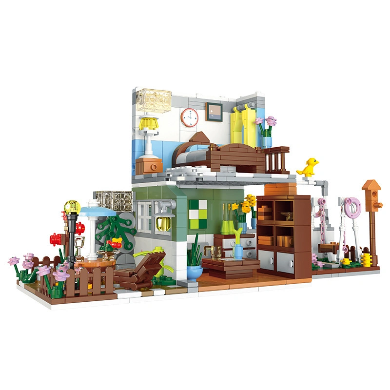 4 in 1 DIY Cabin Kitchen Bedroom Building Blocks Toy