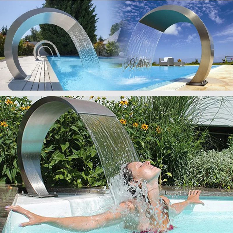 Baobiao OEM Garden Spray Water SPA Swimming Accessory Above Ground Stainless Steel Sliver Fountains Waterfall Pool with Remote