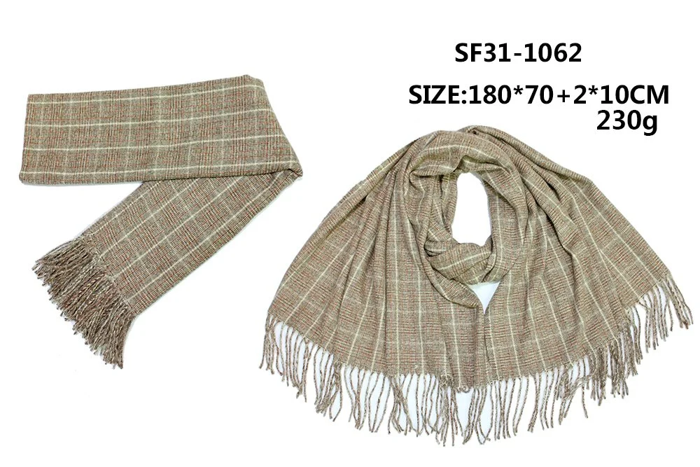 Girl&prime; S Lades&prime; Small Checks Scarf with Tassel Beige 2022 Winter Warm Shawl