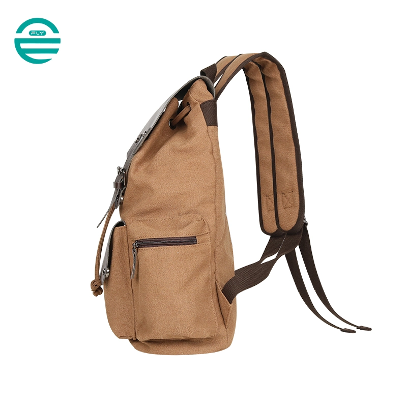 Travel Vintage mochilas para portátiles Bolsas cordón ajustable Mochila impermeable Mochila de hombre Canvas