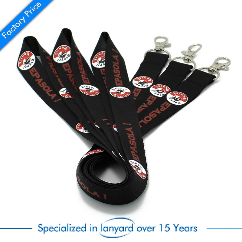 Custom Printed Polyester Woven Nylon Tubular Card Holder Keychain Dye Sublimation Heat Transfer Printing Neck Strap Lanyard Webbing Ribbon with Safety Clasp