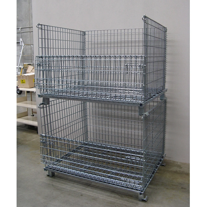 Logistic Collapsible Stackable Iron Steel Wire Mesh Cage with CE Certificate in Low Factory Price for Industrial Warehouse Storage Racks System