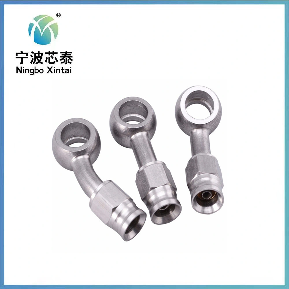 Auto and Motorcycle Galvanized Crimp Style Hydraulic Banjo Fitting Female Brake Hose Fitting for Brake Hose Assembly