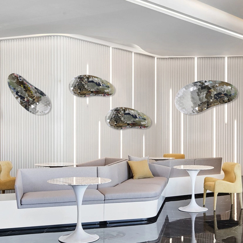 Coffee Hotel Polished Stainless Steel Pebble Sculpture for Hanging Metal Wall Decoration