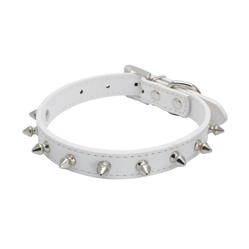 Plain PU Row of Nails Pet Collar