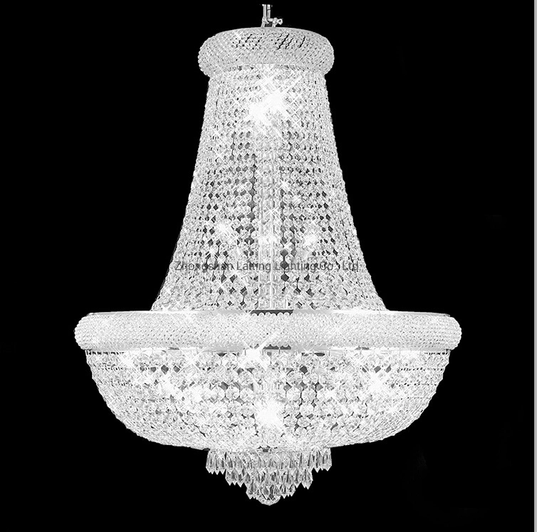 French Empire Gold Crystal Chandelier moderna iluminación de cristal cromado Colgante Lámparas suspensión LED Luster comedor lámpara de cristal Chandelier