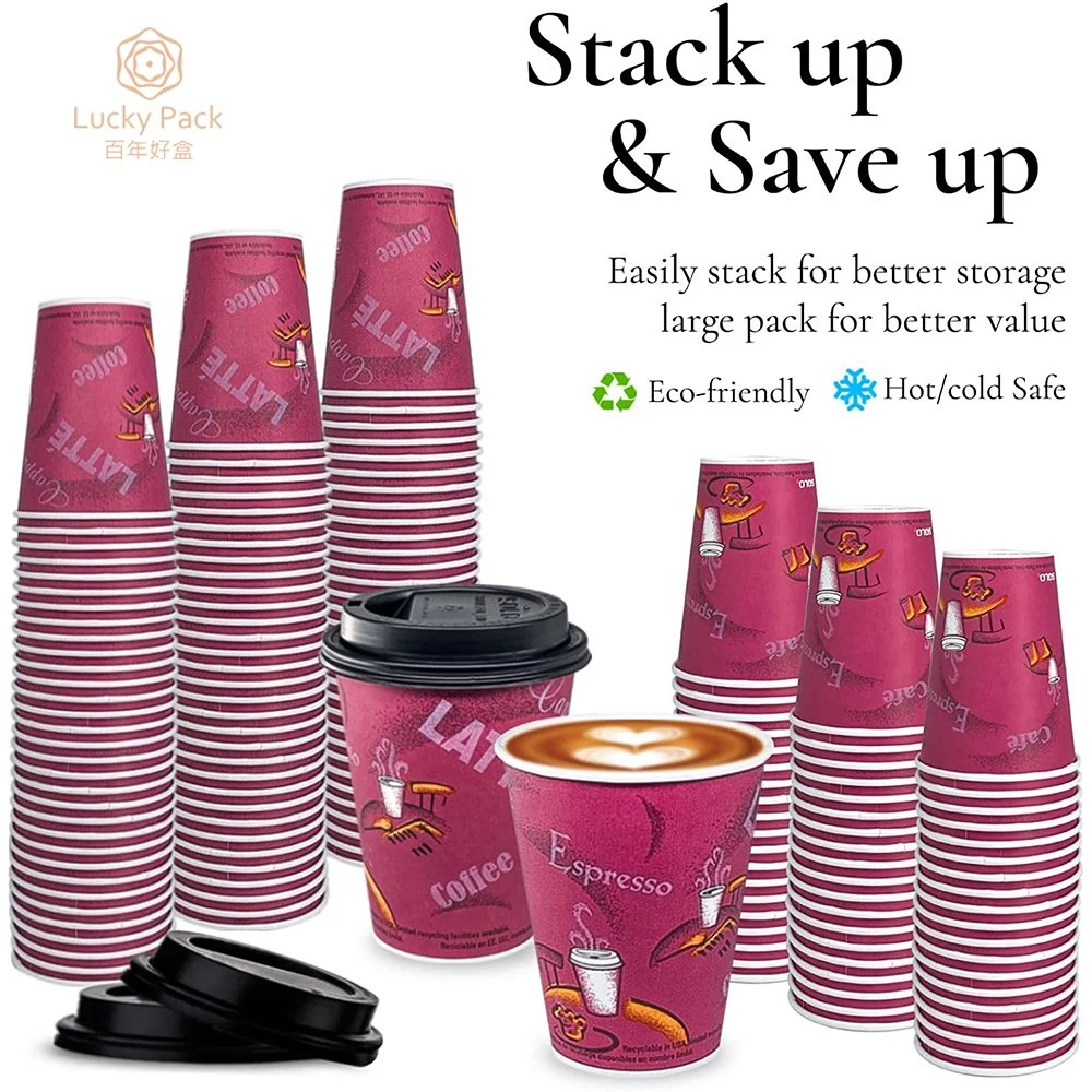 Disposable Hot Paper Cup Coffee Cup Mug with Lids