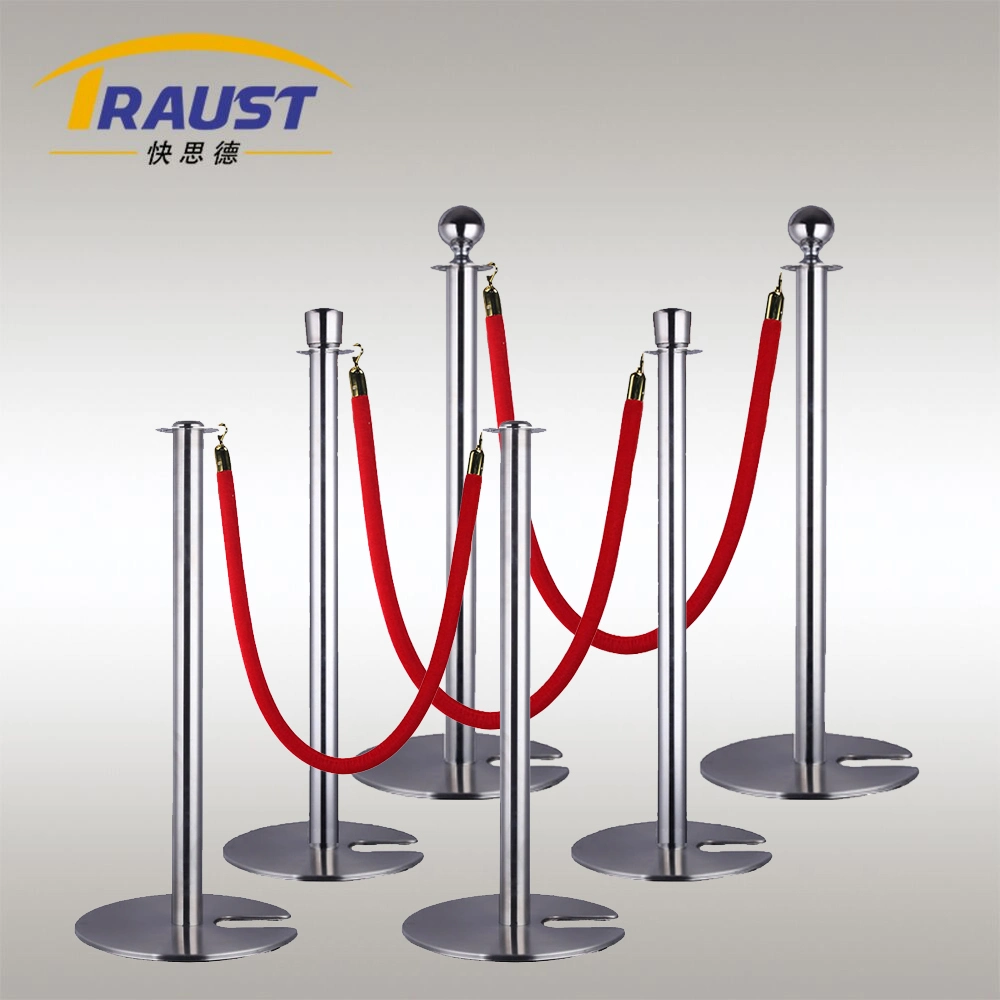 Stainless Steel Rope Post with Stackable Base for Crowd Control