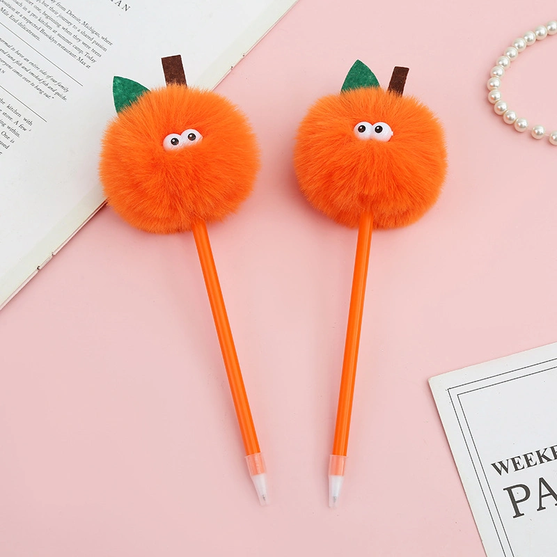 Hot Selling Creative Cute Orange Plush Cartoon Fur Ball Personalized Ballpoint Pen