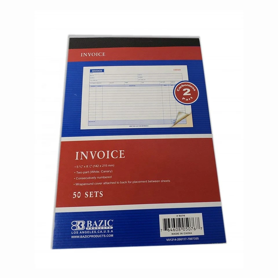 Custom Carbonless Copy Paper and Invoice Receipt Record Book 2 Part 50 Sets Duplicate Receipt Copy