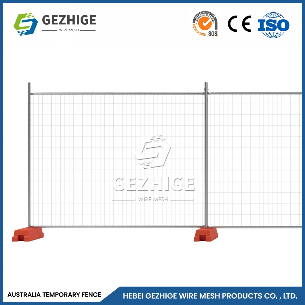 L'Australie galvanisé Gezhige clôture temporaire 2400 mm x 2100 mm la taille du panneau de Wire Mesh clôture temporaire de la Chine fabricants Clôture du site de construction