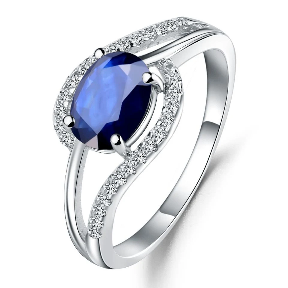 حلقة مجوهرات R9240 مع الأحجار الكريمة الزرقاء المصطنعة