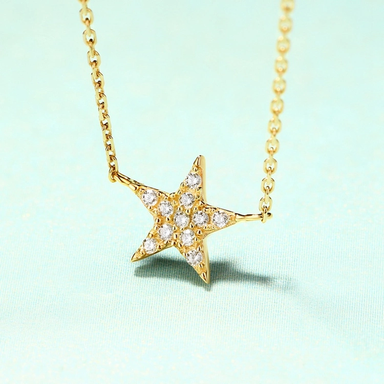 Trendy Women Star Necklace 14K 18K Gold Necklace Inset 5A Zircon