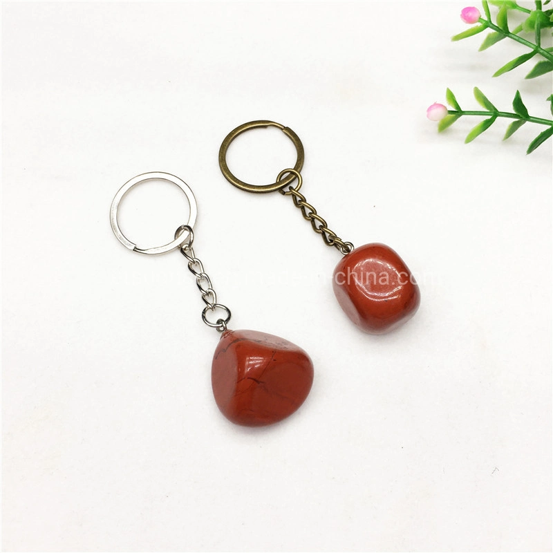 Fashion Natural Stone Beads Gemstone Crystal Keyring Pendant