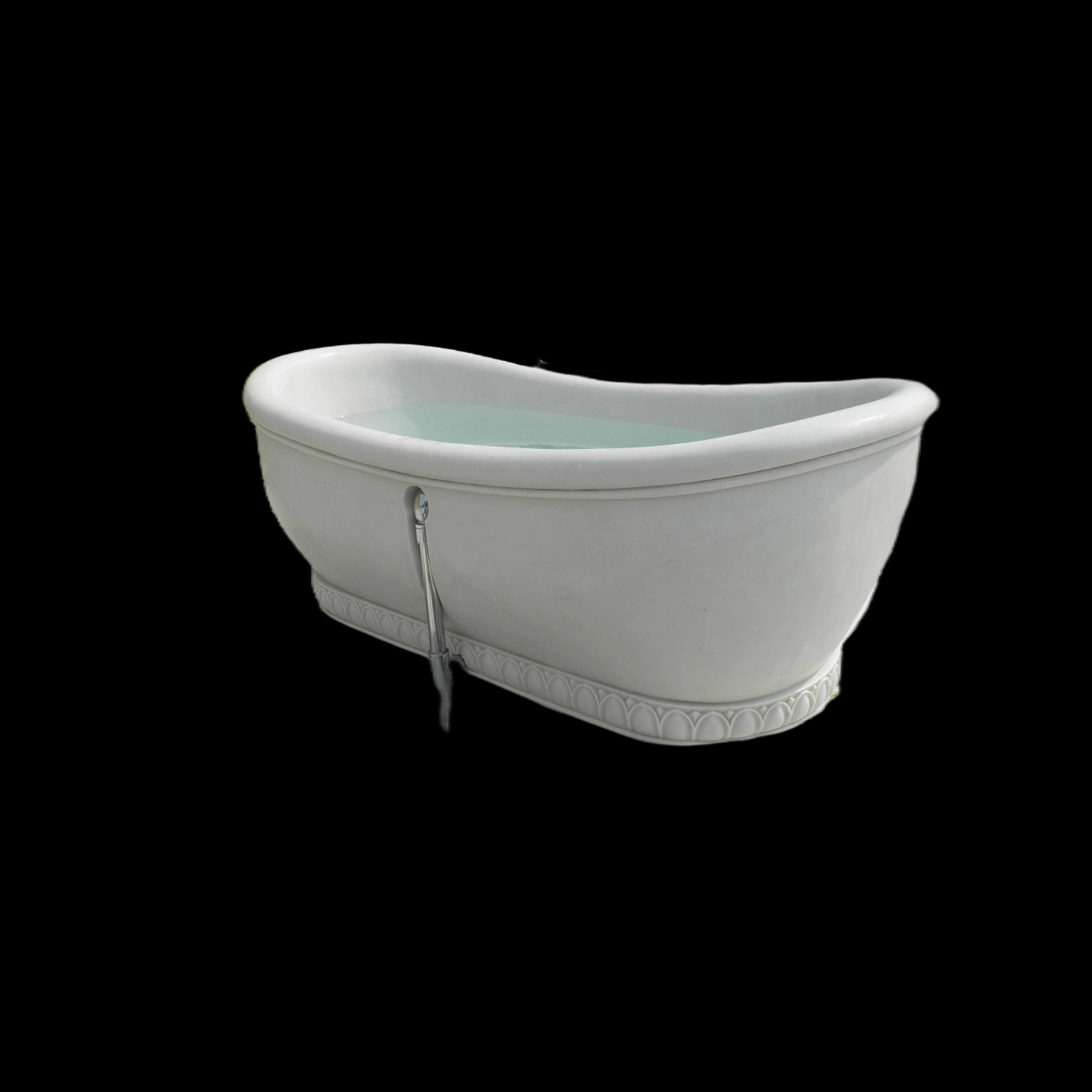 White Marble Carving Oval Bathtub