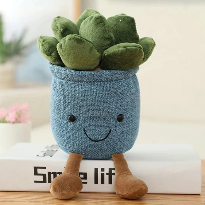 Kawaii macetas con plantas suculentas de peluche juguete de decoración de interiores