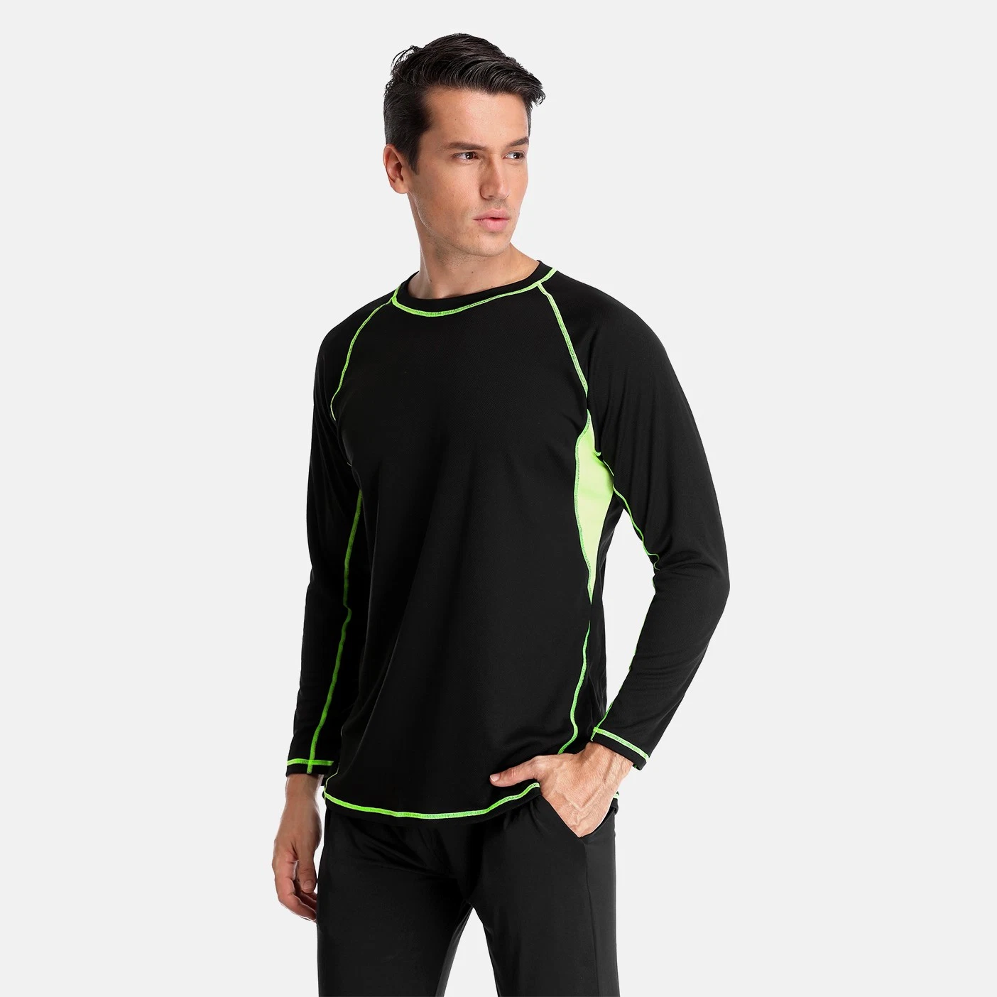 Men Long Sleeve Upf+ Suit Surfing Spandex Nylon Customized Sun Shirt Rash Guard