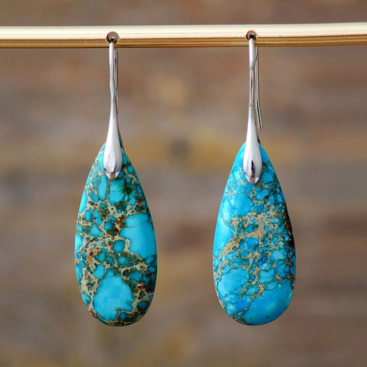 Precio al por mayor Nueva llegada Cross-Border Bohemian Imperial Piedra colgante Teardrop Pendientes