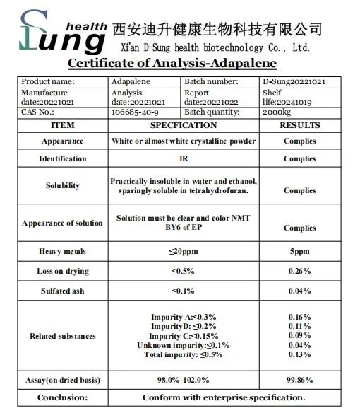 Química Farmacéutica de la API de adapaleno adapaleno pureza polvo adapaleno