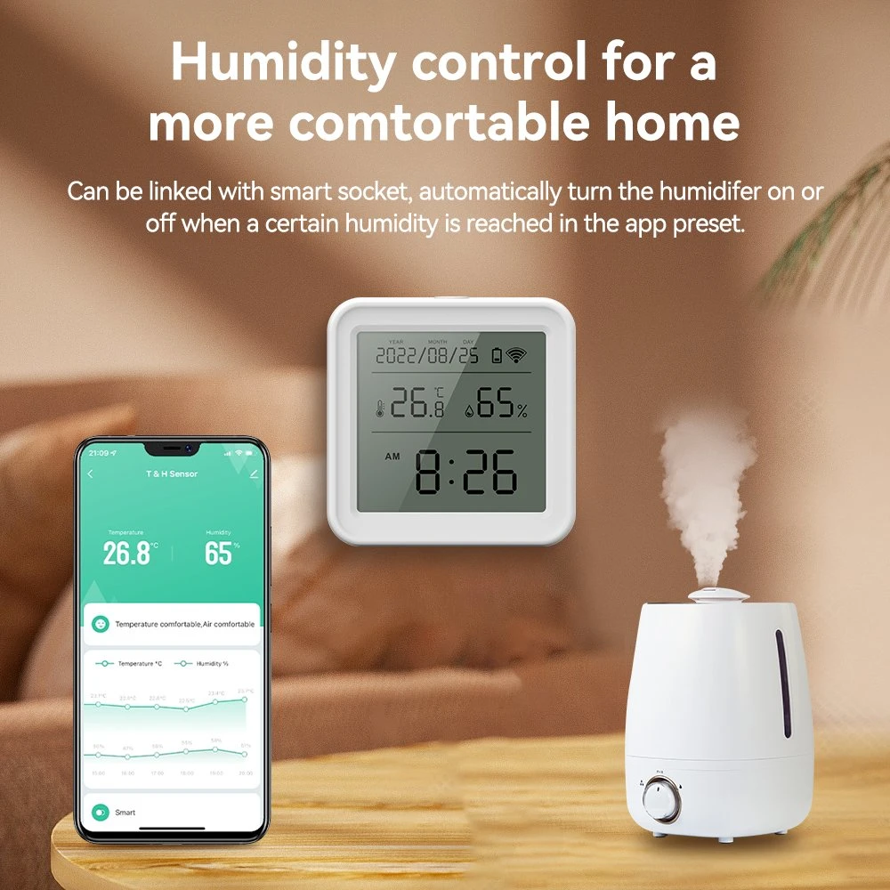 Sensor de humidade da temperatura da abelha inteligente Minco Home com retroiluminação