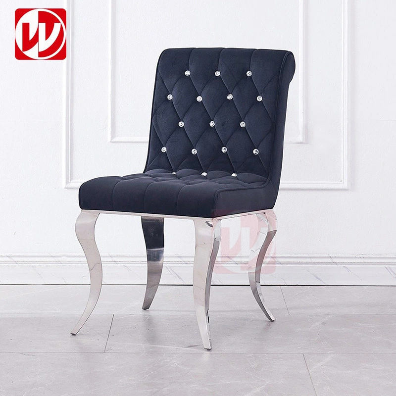 Luxury Modern Dining Chairs Nordic Velvet Sliver Stainless Steel Dining Room Chairs