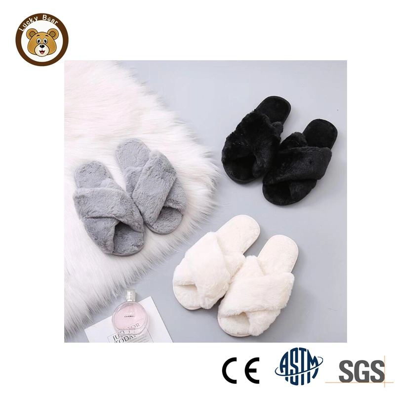 Fashion Lady Indoor Shoes Open Toe Plush Slippers