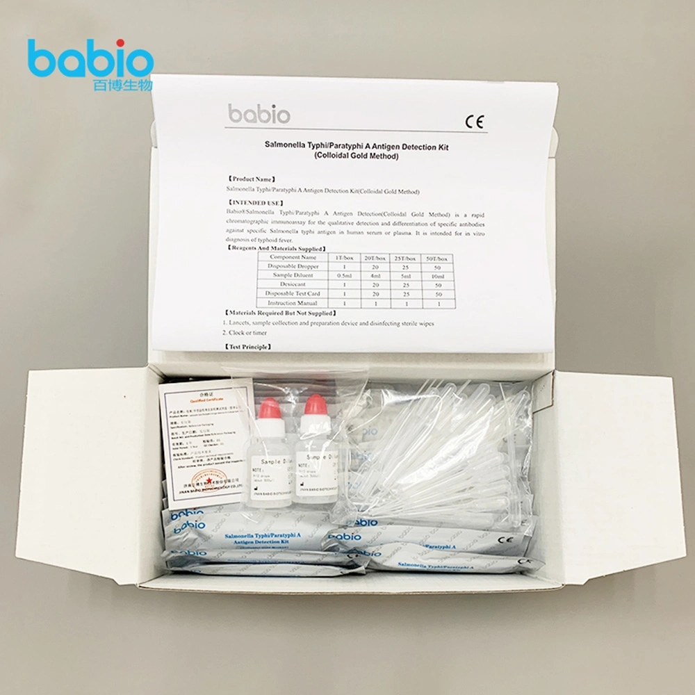 CE/ISO Certifiedmedical Diagnostic Typhoid Rapid Test Cassette Salmonella Typhi/Paratyphi a Antigen Test
