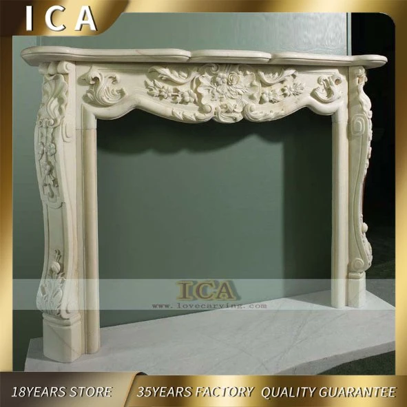 Modern Design Classical Style Stone White Marble Fireplace