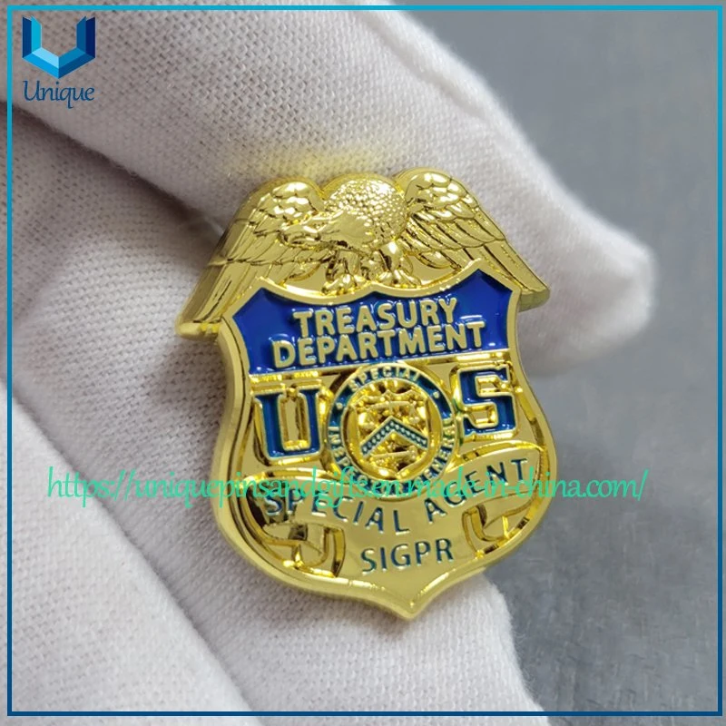 Custom Cyber Police 3D Gold Metal Brooch, Mini 1 Inch Height Police Lapel Pin