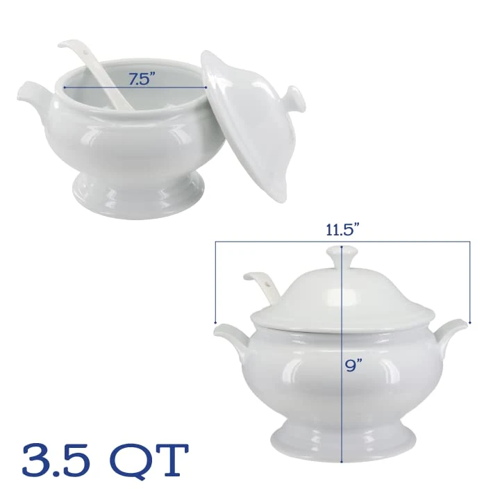 Special Offer Price Porcelain Classic Ladle Head Bowls White Soup Tureen