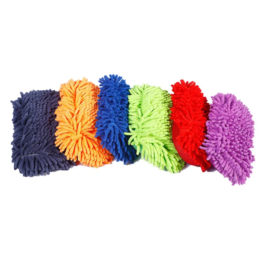 Hot Selling Microfiber Chenille Car Wash Clean Sponge Cleaning Brush Pad with Elastic Band