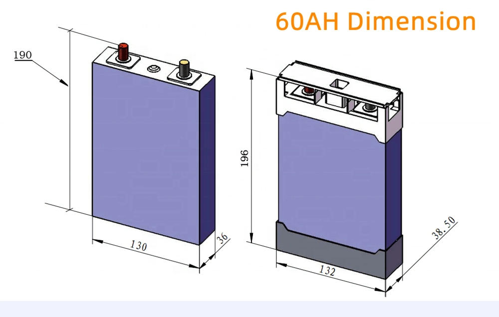 Long Life Span 60ah LiFePO4 Battery High Rate Lithium Battery Aluminum Shell for EV and Solar Energy Storage