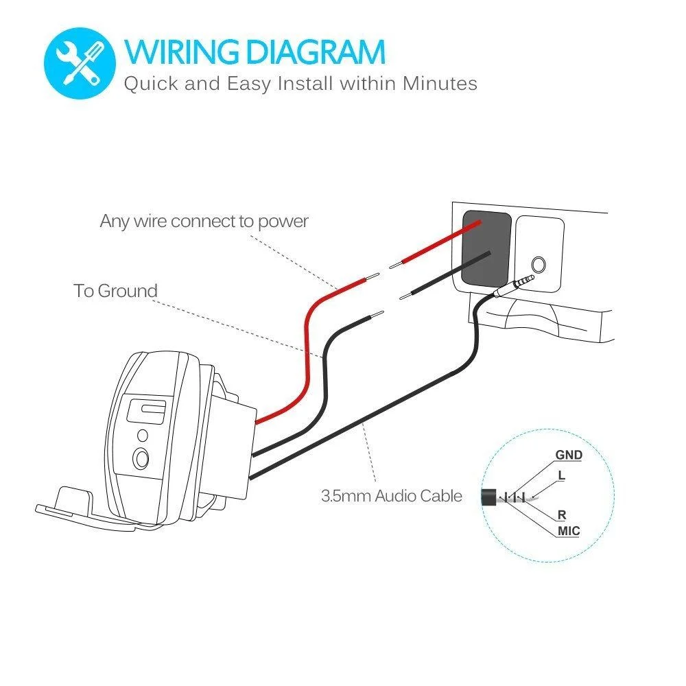 Style de culbuteur 2.1A Chargeur de voiture avec USB port auxiliaire 3,5 mm pour le panneau des commutateurs à bascule