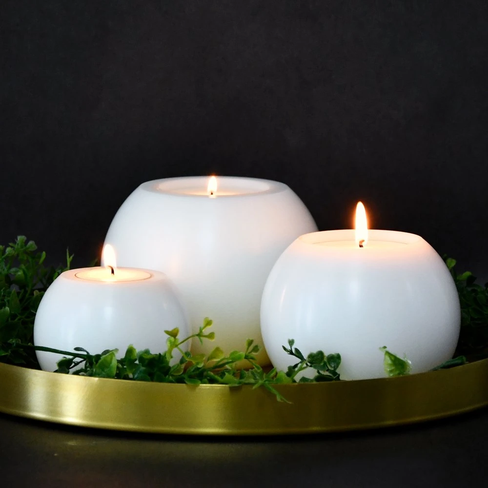 Ball Shape White Artificial Hurricane Tealight Candle Holders