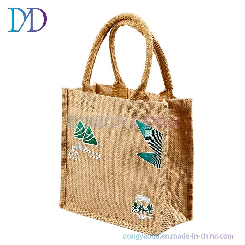 Customized Logo Shopping Tote in Burlap Jute Handles