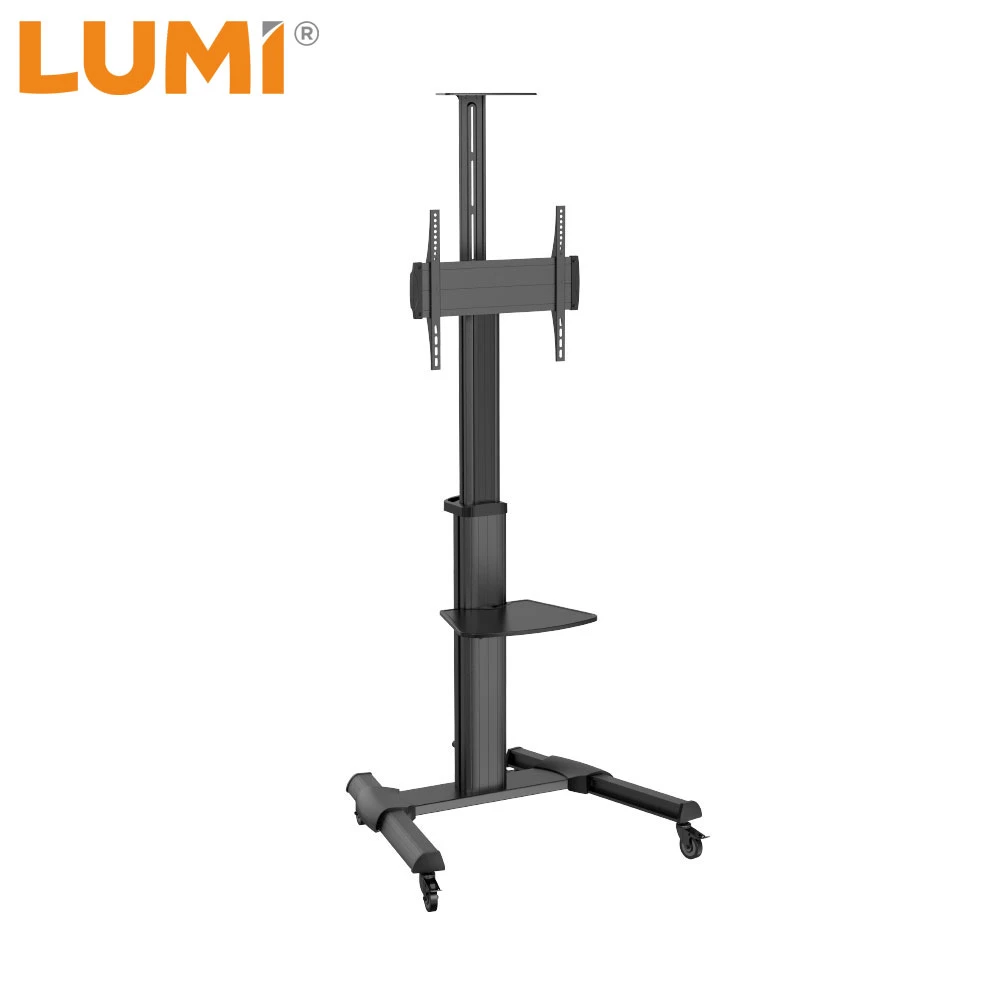 Crank Height Adjustable Aluminum Mobile TV Cart