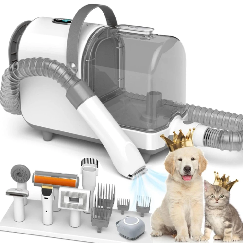 Dog Hair Vacuum Brush with 7 Pet Grooming Tools for Dogs Cats and Other Animals,