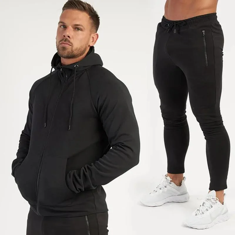 Conjuntos de ginásio Outdoor Sport para homem fatos de treino Sportswear para homem conjunto de duas peças Hoodies para homem