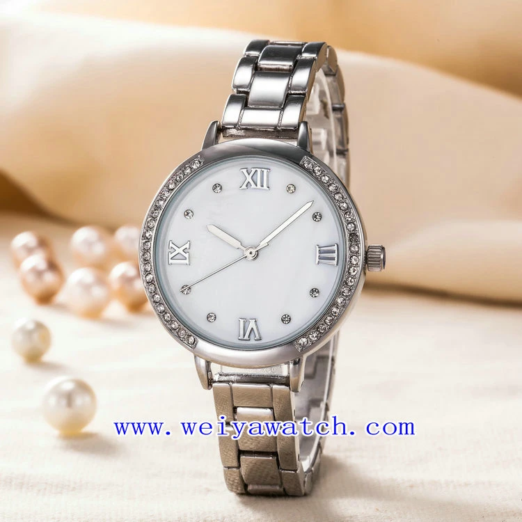 Customized Uhr Business Alloy Edelstahl Damen Uhr (WY-G17002B)