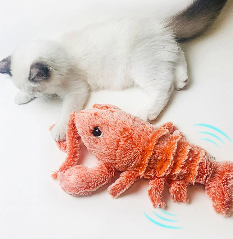 Electric Moving Plush Catnip Lobster Prawn Kitten Toys Interactive Exercise Pet Toys for Indoors